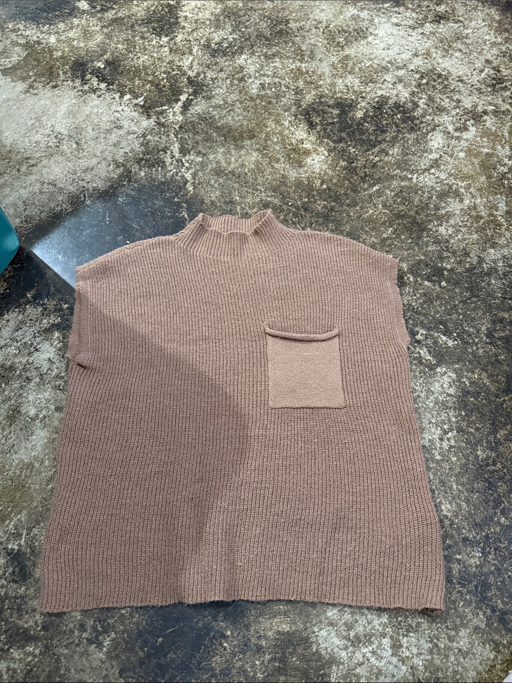SHEIN Brown Sleeveless Knit Mock Neck Sweater Top